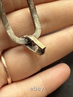 Ancien Bracelet Gourmette En Argent Massif Silver Maille chaine montre mécanique
