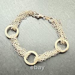 Ancien Bracelet Gourmette En Argent Massif Silver Maille chaine simple anneaux