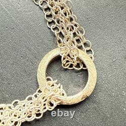 Ancien Bracelet Gourmette En Argent Massif Silver Maille chaine simple anneaux