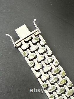 Ancien Bracelet Gourmette En Argent Massif Silver Maille plate tank art deco 41g
