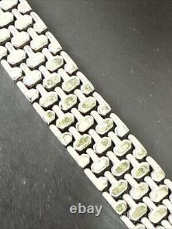 Ancien Bracelet Gourmette En Argent Massif Silver Maille plate tank art deco 41g