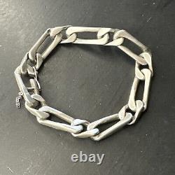 Ancien Bracelet Gourmette En Argent Massif Silver Maille tank art nouveau deco