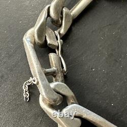 Ancien Bracelet Gourmette En Argent Massif Silver Maille tank art nouveau deco