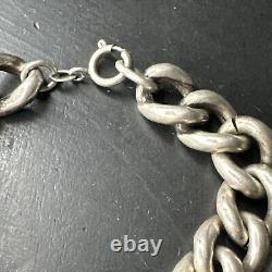 Ancien Bracelet Gourmette En Argent Massif Silver Monnaie tank art nouveau deco