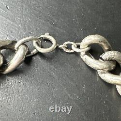Ancien Bracelet Gourmette En Argent Massif Silver Monnaie tank art nouveau deco