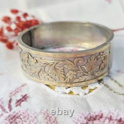 Ancien Bracelet Jonc / Bijou Ancien Xix Argent et Vermeil