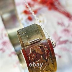 Ancien Bracelet Jonc / Bijou Ancien Xix Argent et Vermeil