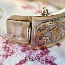 Ancien Bracelet Jonc / Bijou Ancien Xix Argent et Vermeil