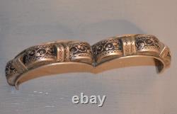 Ancien Bracelet Manchette Argent Massif Berbère Kabyle Ciselé