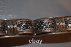 Ancien Bracelet Manchette Argent Massif Berbère Kabyle Ciselé