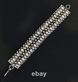 Ancien Bracelet Manchette Articulé Argent Massif Motifs Floraux sublime