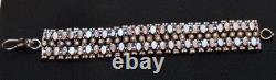 Ancien Bracelet Manchette Articulé Argent Massif Motifs Floraux sublime