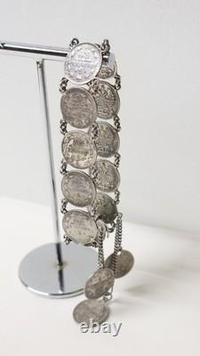 Ancien Bracelet argent russe Kopek Alexandre III 1880 XIXe siècle