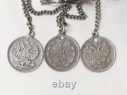 Ancien Bracelet argent russe Kopek Alexandre III 1880 XIXe siècle