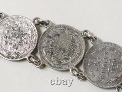 Ancien Bracelet argent russe Kopek Alexandre III 1880 XIXe siècle