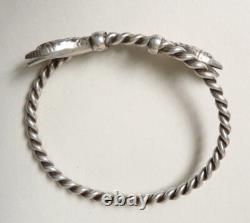 Ancien Bracelet avec têtes de SERPENT argent massif silver snake 33g