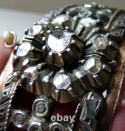 Ancien Bracelet en argent massif serti de diamants ethnique silver