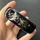 Ancien Bracelet Jonc Argent Massif Silver Victorian émailler Noir Art Nouveau