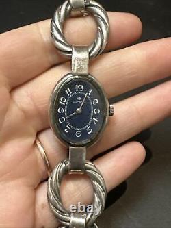 Ancien Bracelet montre En Argent Massif Silver Maille Art Nouveau Art Déco 82gr