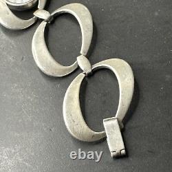 Ancien Bracelet montre mécanique Gourmette En Argent Massif Silver Maille