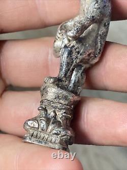 Ancien Cachet Tampon Ours Au Chapeau En Argent Massif