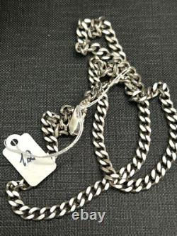 Ancien Chaîne Maille gourmette Argent Massif