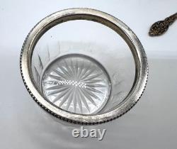 Ancien Coffret Salerons Cristal Taillé Monture Argent + Cuillères Sel Vermeil 19
