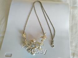Ancien Collier Art Nouveau Argent Massif Plastron Floral 1900