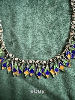 Ancien Collier Berbère Argent Massif Et Email Collier Argent Kabyle Poinçons