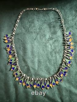 Ancien Collier Berbère Argent Massif Et Email Collier Argent Kabyle Poinçons