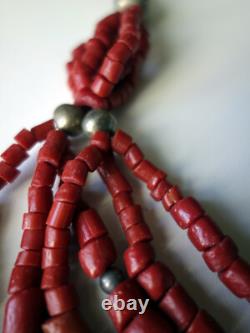 Ancien Collier Berbère Maroc bourse en argent et corail