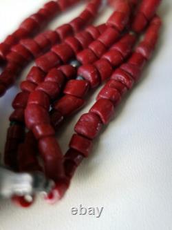Ancien Collier Berbère Maroc bourse en argent et corail
