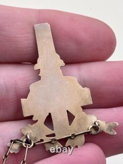 Ancien Collier Croix Épée WW1 Argent Massif Vermeil Becker Croix Victoire Patria
