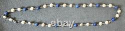 Ancien Collier En Argent Massif Sertie De Boule De Lapis Lazuli