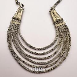 Ancien Collier Femme Argent Massif Style Ethnique 42 cm Vintage Rare