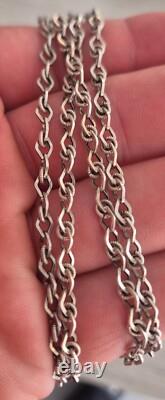 Ancien Collier Sautoir en argent massif 925 144 cm 28,8 grammes