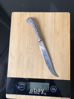 Ancien Couteau En Argent Massif Poinçon 800