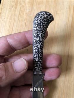 Ancien Couteau En Argent Massif Poinçon 800