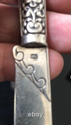 Ancien Couteau En Argent Massif Poinçon 800
