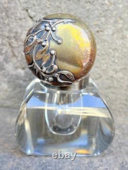 Ancien Encrier Cristal Monture Argent Massif Poinçon Minerve Old Écriture
