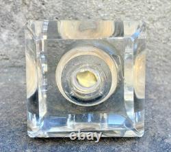 Ancien Encrier Cristal Monture Argent Massif Poinçon Minerve Old Écriture