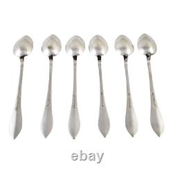 Ancien Ensemble 6 Danois Argent Massif Longueur Ciselé Cuillères à Café, I
