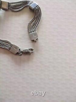 Ancien Et Rare Bracelet Argent Massif 925 XIXe Pierre Verte