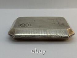 Ancien Étui Boîte A Cigarettes Argent Massif Rubis En Cabochon Art Nouveau 1922