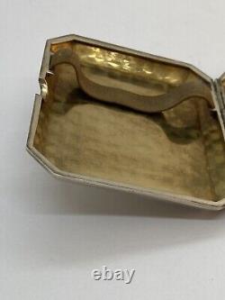 Ancien Étui Boîte A Cigarettes Argent Massif Rubis En Cabochon Art Nouveau 1922