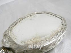 Ancien Face A Main Argent Massif Nécessaire Miroir Poudrier Étui Rouge A Levre