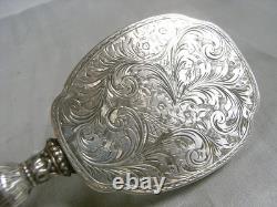 Ancien Face A Main Argent Massif Nécessaire Miroir Poudrier Étui Rouge A Levre