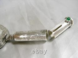 Ancien Face A Main Argent Massif Nécessaire Miroir Poudrier Étui Rouge A Levre