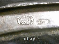 Ancien Face A Main Argent Massif Nécessaire Miroir Poudrier Étui Rouge A Levre