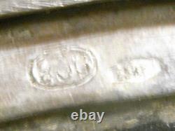 Ancien Face A Main Argent Massif Nécessaire Miroir Poudrier Étui Rouge A Levre